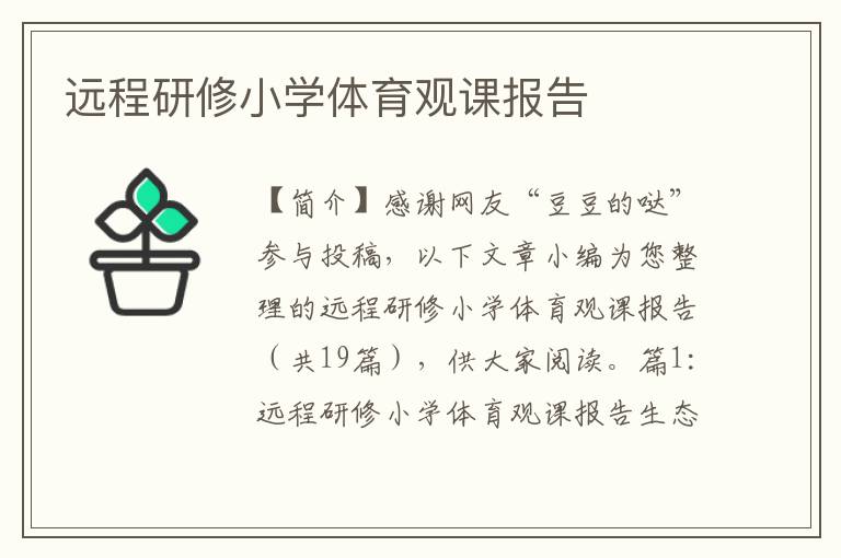 远程研修小学体育观课报告