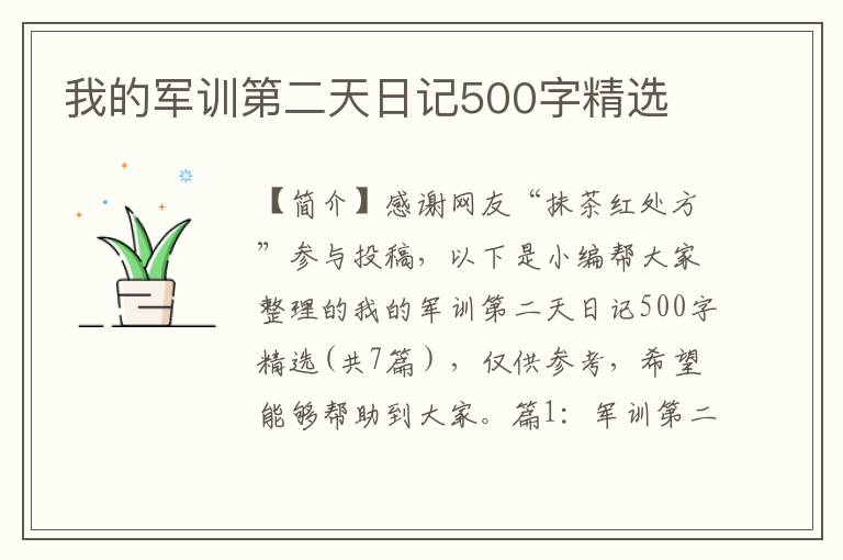 我的军训第二天日记500字精选