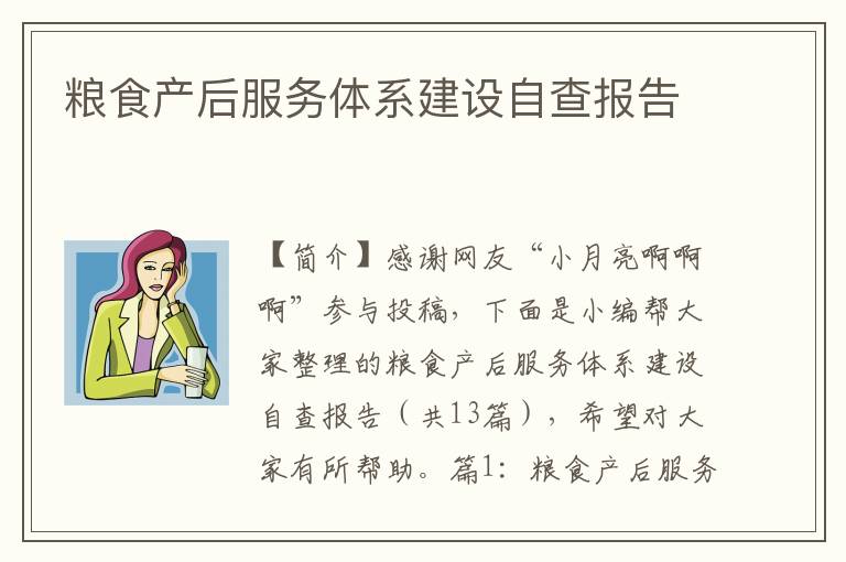 粮食产后服务体系建设自查报告